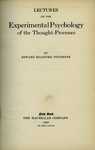 Lectures on the Experimental Psychology of the Thought-Processes