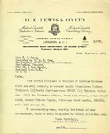 Letter from H.K Lewis & Co. LTD to Dr. Alfred E. Cohn by Library Staff