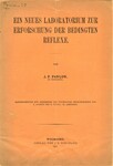 Ein Neues Laboratorium zur Erforschung der Bedingten Reflexe by Ivan P. Pawlow