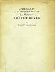 Addenda to a Bibliography of the Honourable Robert Boyle by J. F. Fulton