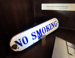 Vintage porcelain enameled No Smoking sign by The Rockefeller University